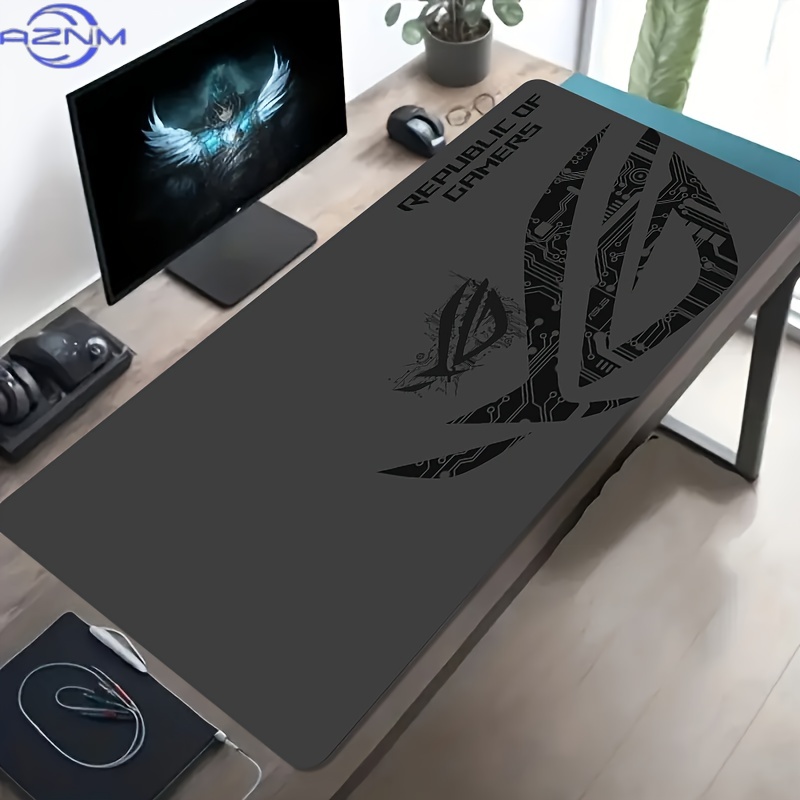Gaming Accessories For Pc Setup - 大型ゲーミングマウスパッド 1枚 ROG回路基板デザイン 滑り止めゴムベース オフィス・ゲーミングセットアップ用拡張デスクマット PCアクセサリー