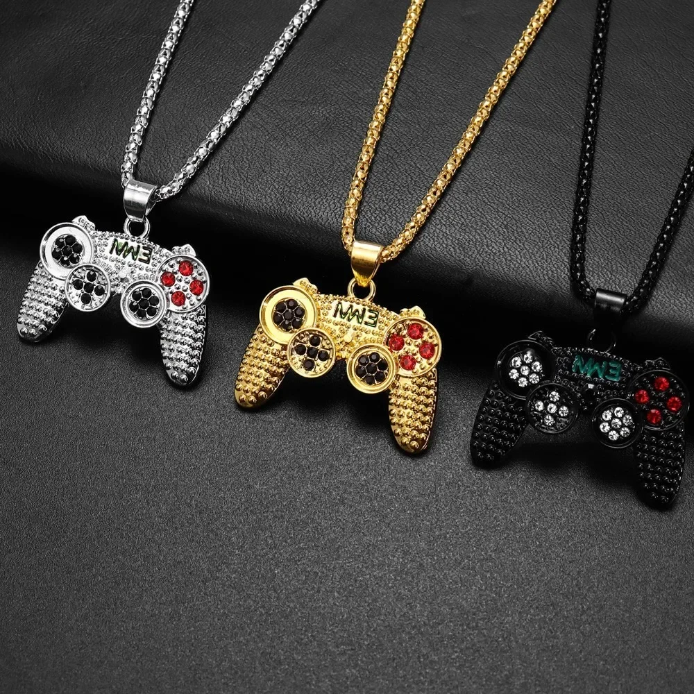 Gaming Accessories Gift Ideas - ヒップホップスタイルのパーティに最適なゲーミングジュエリーアクセサリー、ホリデーギフトに最適なゲームコントローラーペンダントネックレス