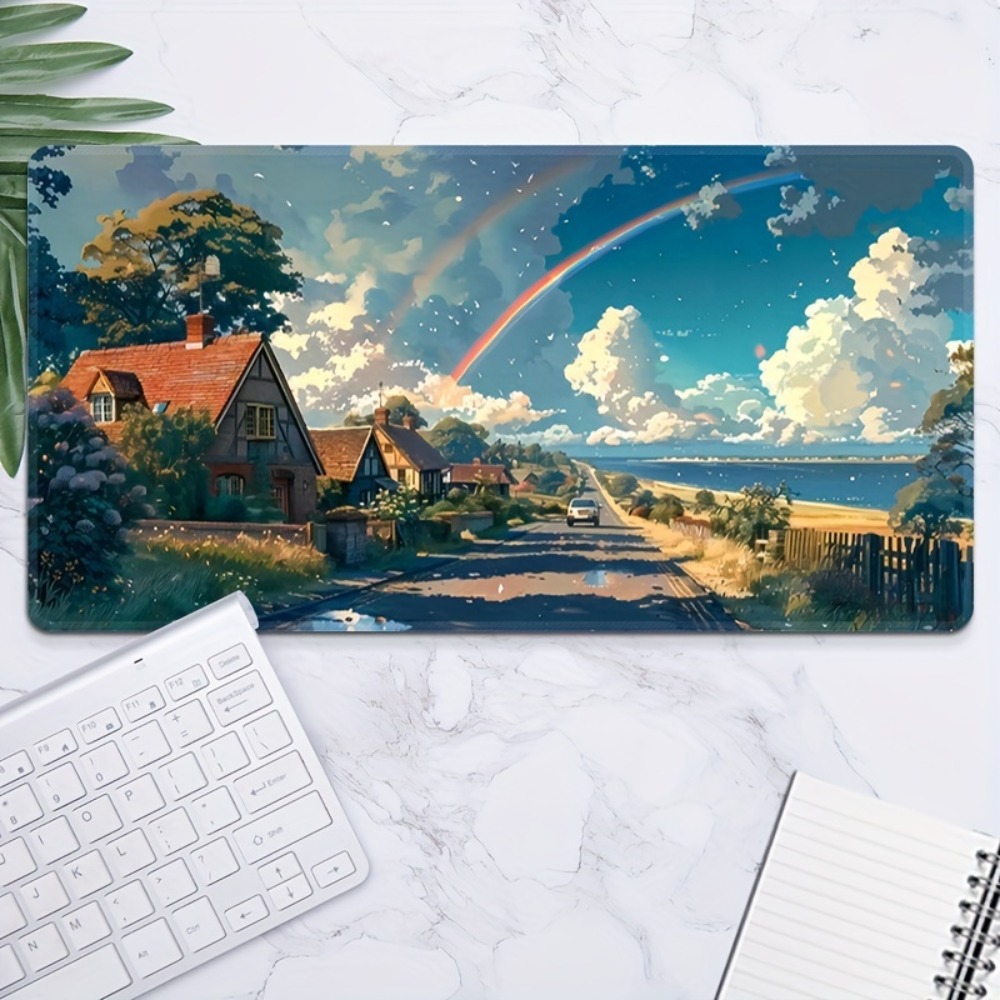 大型の海岸村風デスクトップマット - PCアクセサリー、ゲー - Gaming Accessories For Pc Setup のレビューと価格