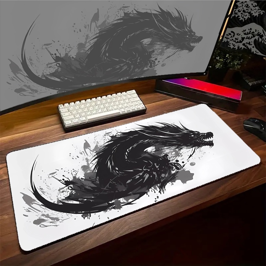 マウスパッド大型かわいいドラゴンマウスパッドホワイト XXL - Gaming Accessories For Pc Setup のレビューと価格