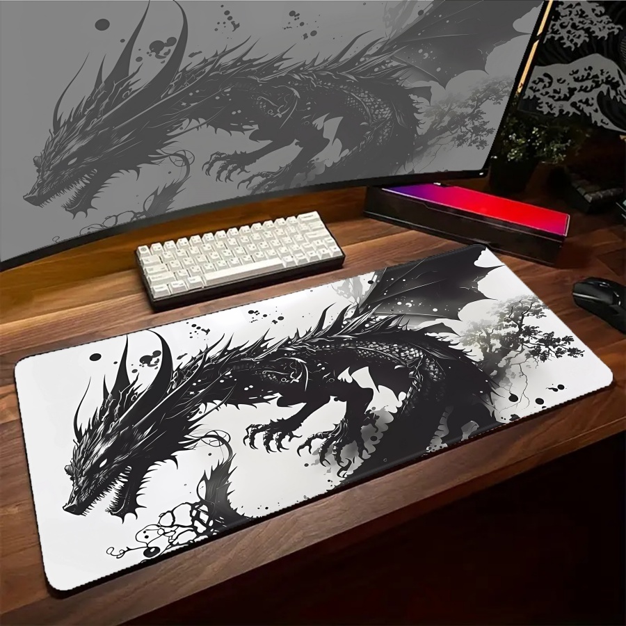 マウスパッド大型かわいいドラゴンマウスパッドホワイト XXL - Gaming Accessories For Pc Setup のレビューと価格