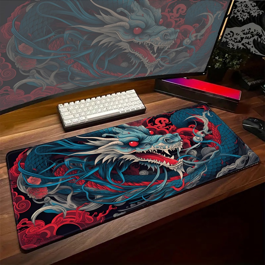 マウスパッド大型かわいいドラゴンマウスパッドホワイト XXL - Gaming Accessories For Pc Setup のレビューと価格