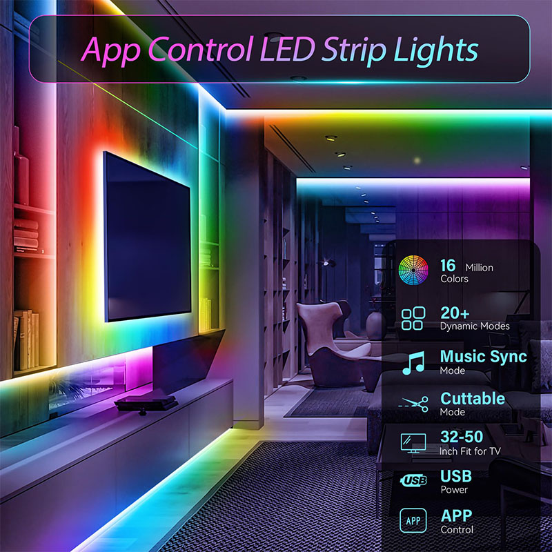 USB RGB LEDストリップライト SMD3535 アプ - Gaming Accessories For Bedroom のレビューと価格